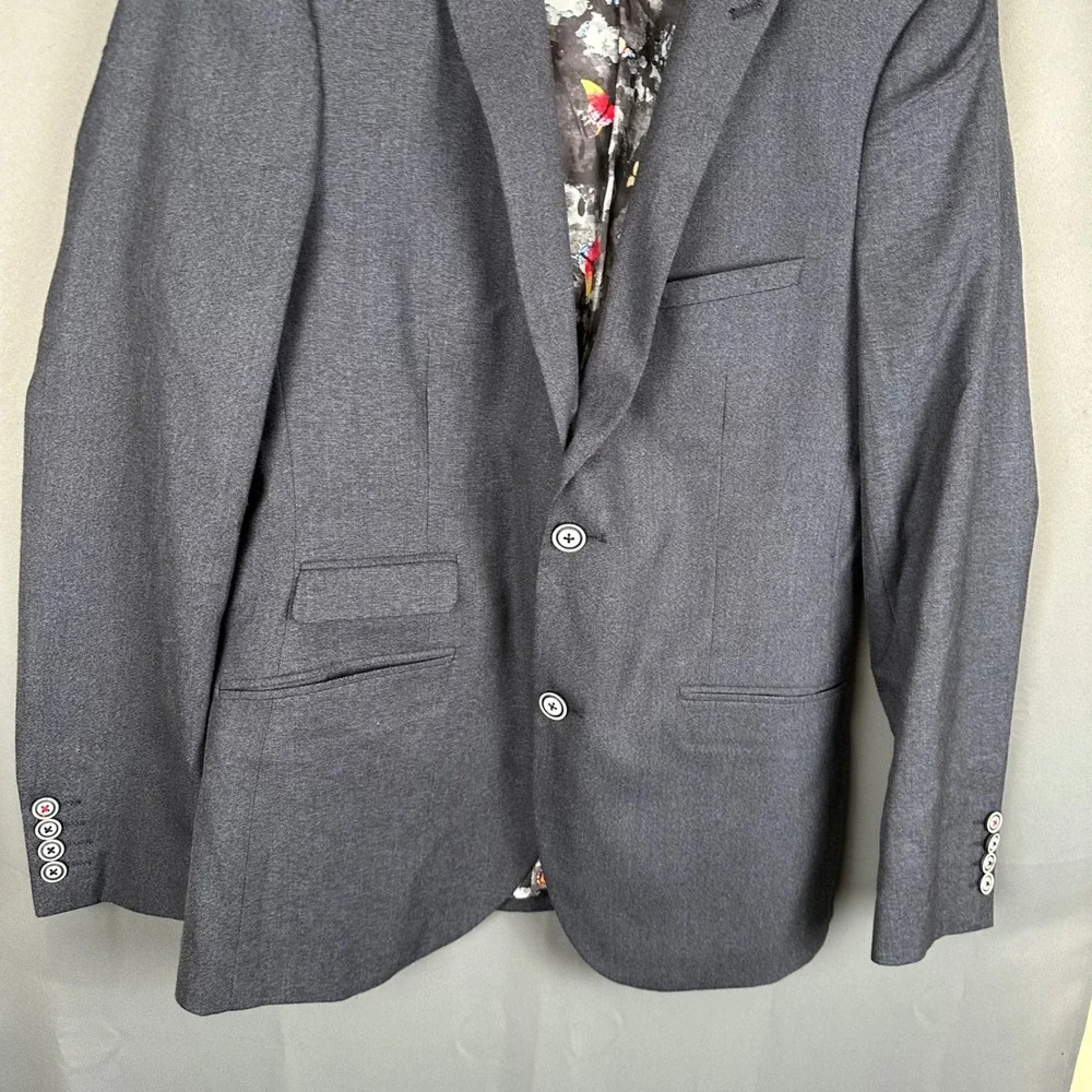 Paisley & Gray Mens Slim Fit Blazer Gray Butterfly Lining Sport Coat 38R